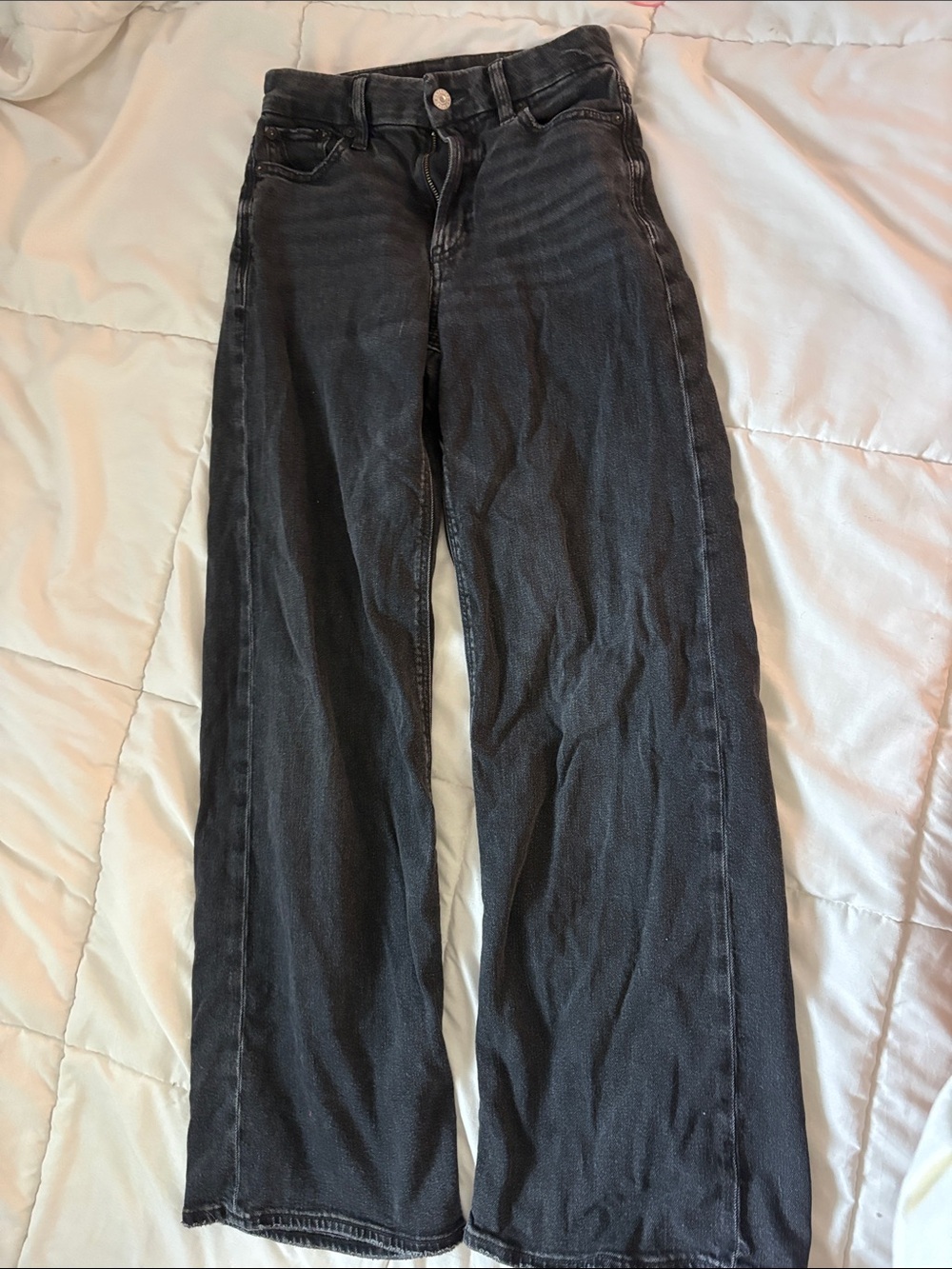 American Eagle Outfitters Black High-Rise Wide Leg Jeans